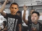 傻根恶搞：奥巴马与金正恩坐公交恩爱秀傻根恶搞动态图片
