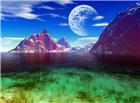 蓝天月亮山水风景图片