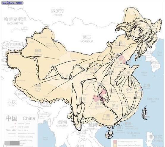 恶搞中国地图（美女）动态图片(点击浏览下一张趣图)
