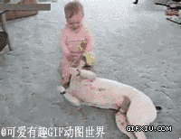 搞笑的狗狗教可爱的外国宝宝玩皮球(点击浏览下一张趣图)