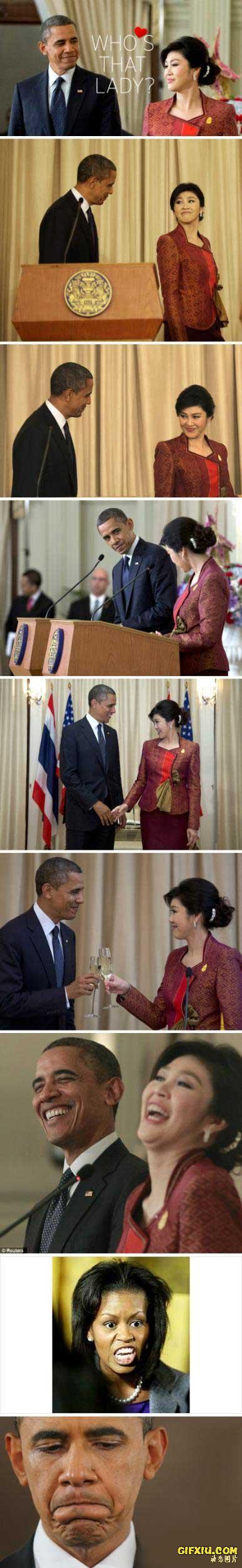 奥巴马暧昧泰国漂亮总理被恶搞(点击浏览下一张趣图)