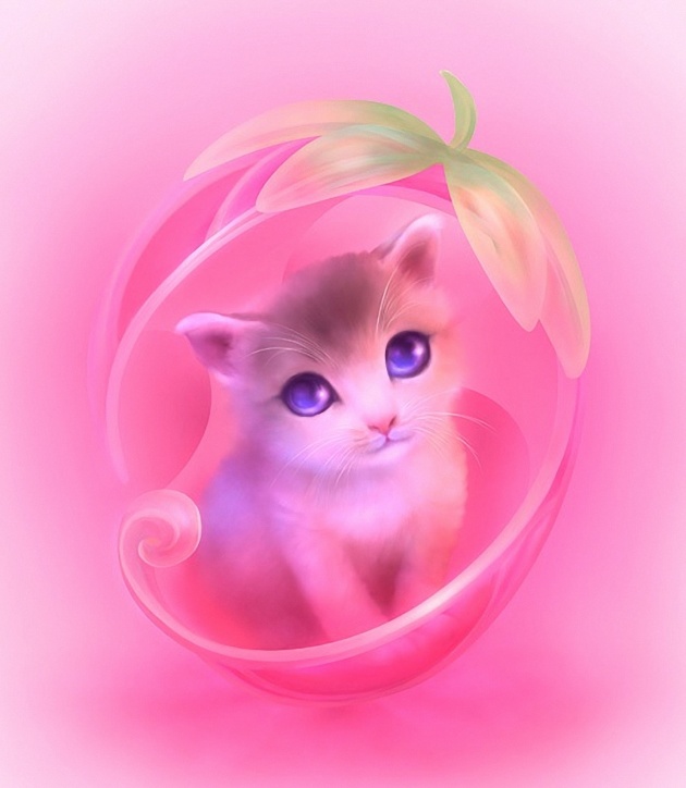粉色可爱卡通小猫咪图片(点击浏览下一张趣图)