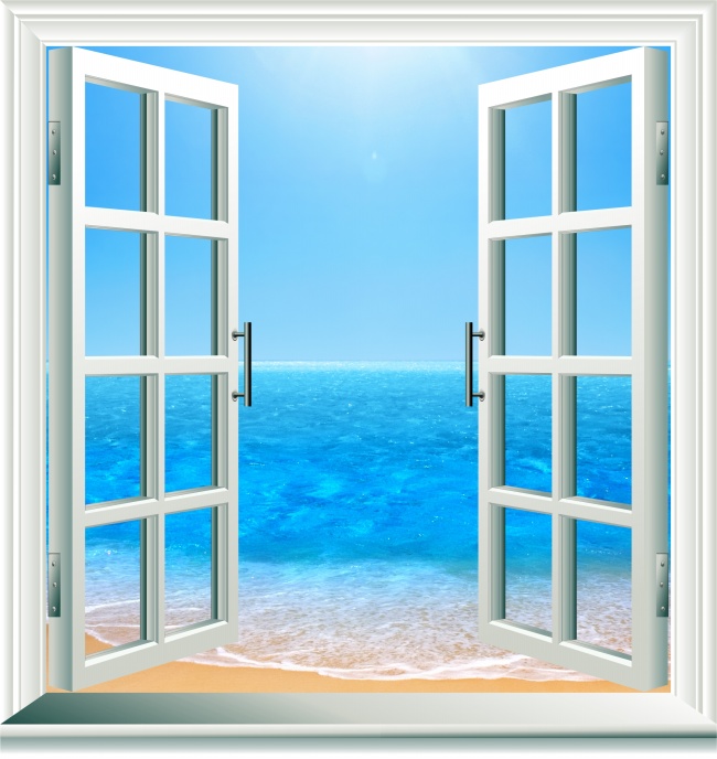 格子窗户海边图片(点击浏览下一张趣图)