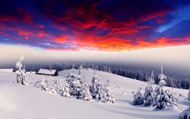 黄昏雪景图片(点击浏览下一张趣图)