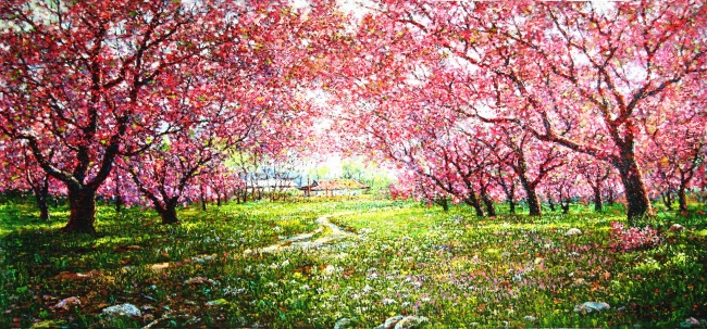 樱花林油画风景图片(点击浏览下一张趣图)