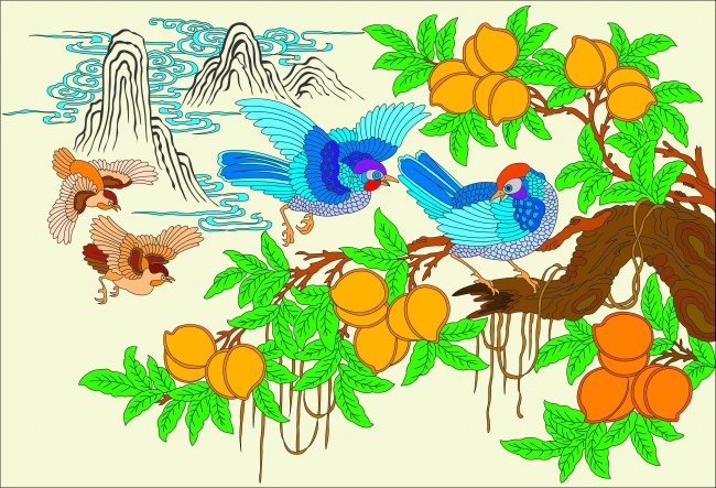 寿桃上的喜鹊卡通图片(点击浏览下一张趣图)