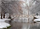 冬季木桥湖泊风景图片