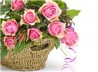 一篮子粉色玫瑰花图片