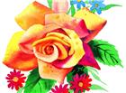 鲜艳彩绘玫瑰花图片