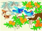 寿桃上的喜鹊卡通图片