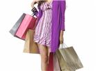紫色外套购物美女图片