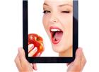 ipad屏幕美女吃苹果图片